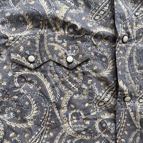 Rafter C Cowboy Collection Men Small Shirt Long Sleeve Paisley Pearl Snap Gray - Picture 10 of 15
